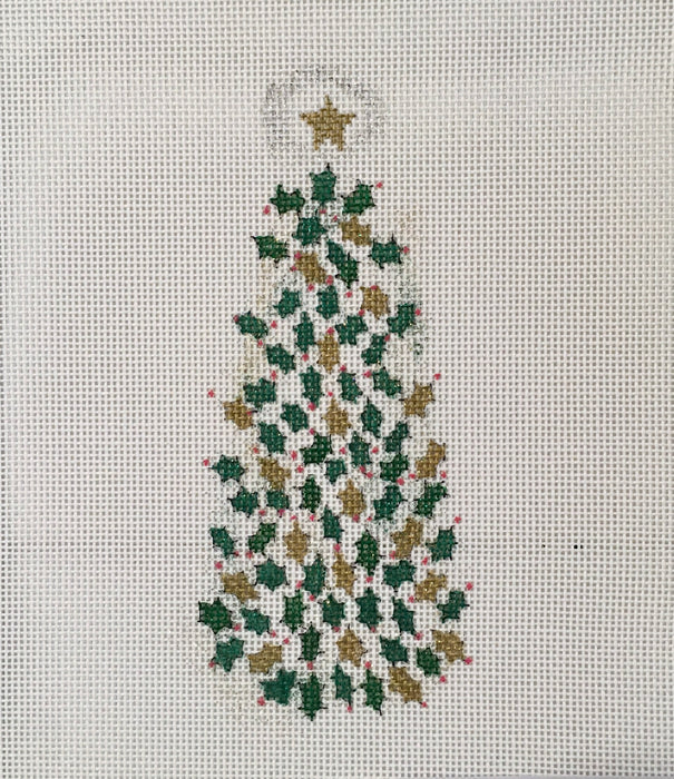Green and Gold Holly Christmas Tree