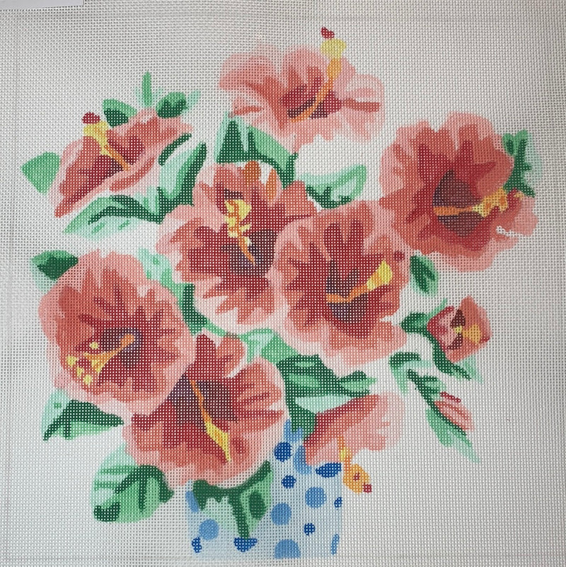 Blue Vase of Hibiscus