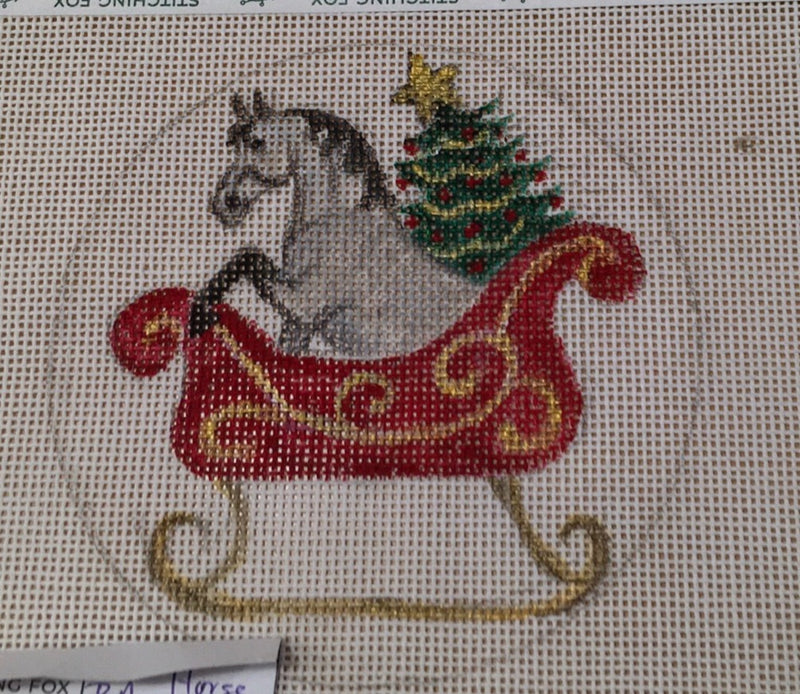 Grey Horse in Santa Sleigh