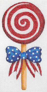 Mini Patriotic Swirly Lollipop w/ Bow – red, white & blue w/ tans