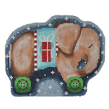 Tan Elephant on Wheels Ornament